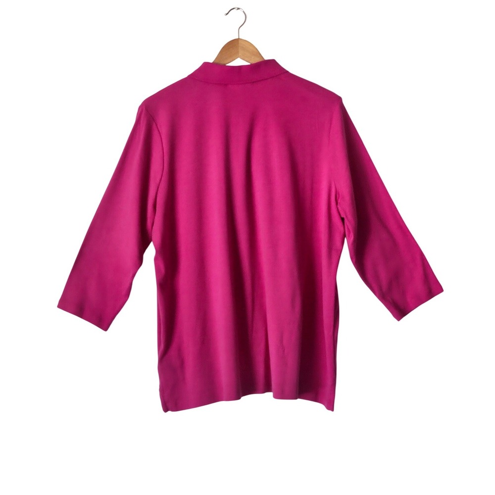 Lauren Ralph Lauren Monogram Polo Knit Collared Top Pink XL Preppy Country Club - Picture 2 of 9